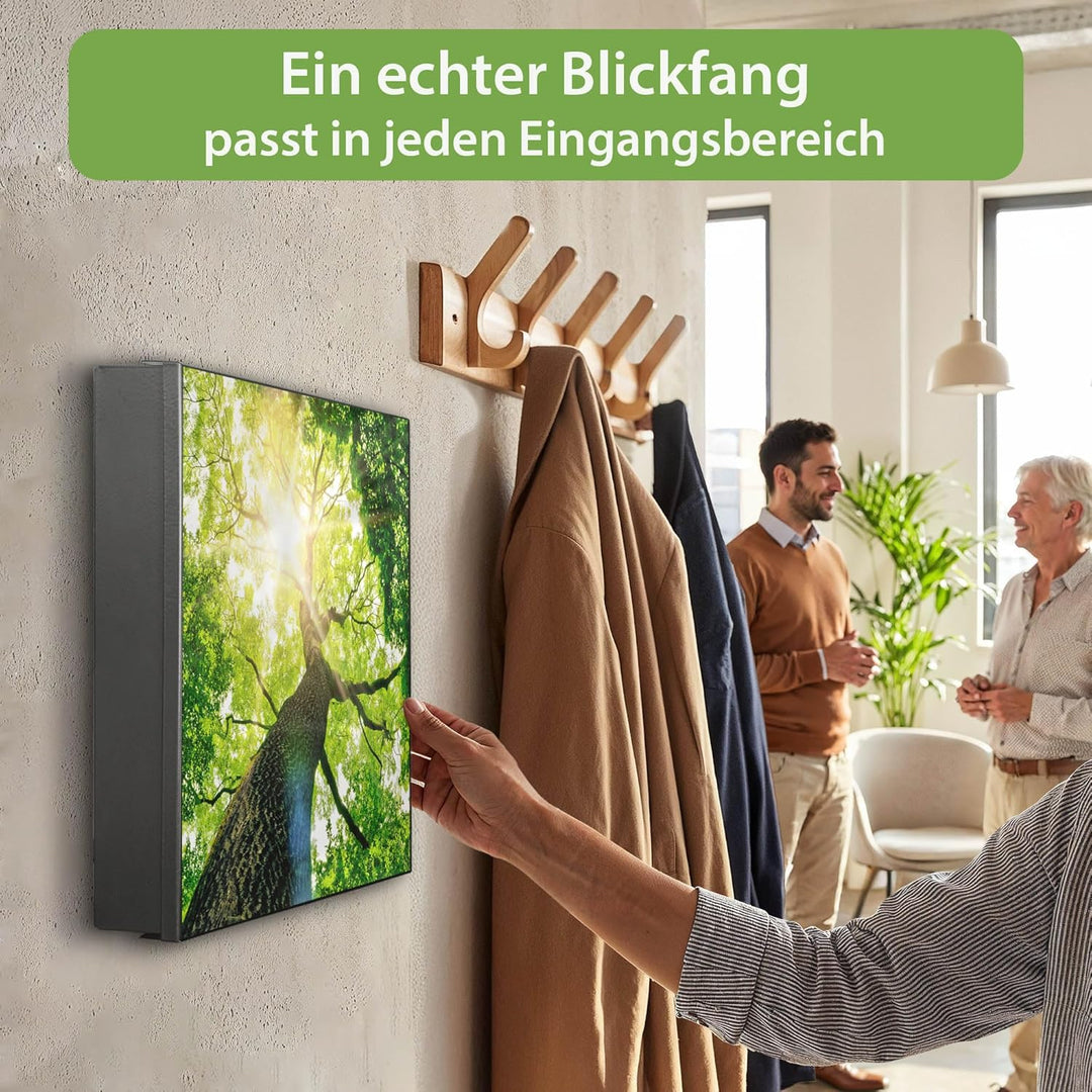 banjado Grosser Schlüsselkasten Metall - Schlüsselbox 30x30cm mit 32 Haken - Schlüsselkasten modern