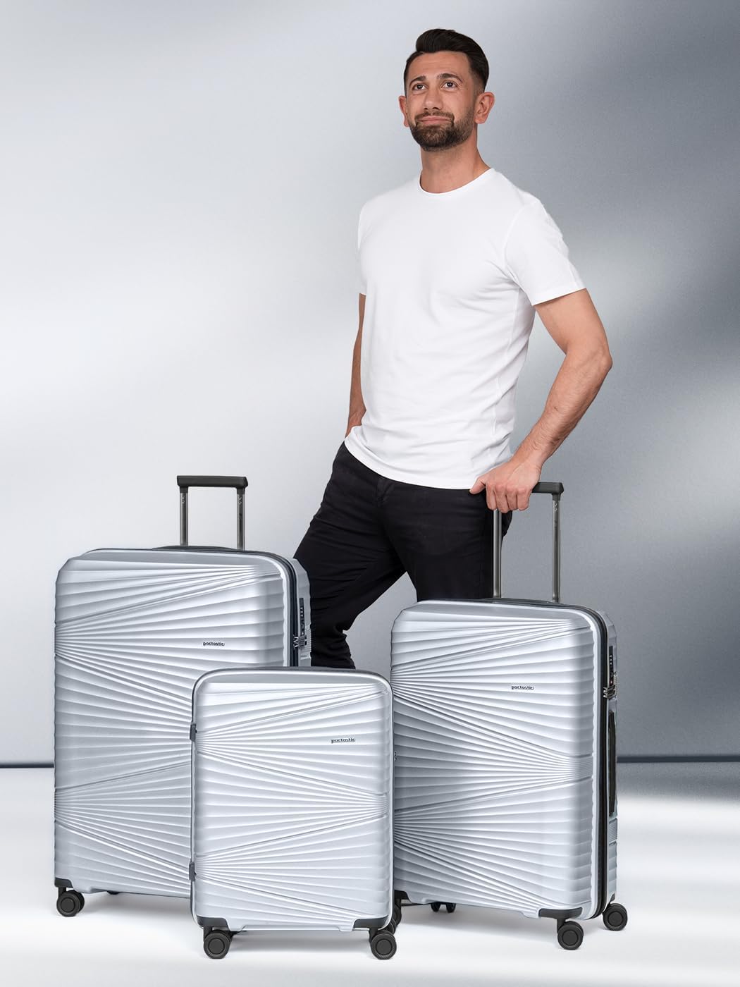 Pactastic Collection 02 Ultra leicht Hartschalen Koffer-Set 3-teilig | Robustes Polypropylen Materia
