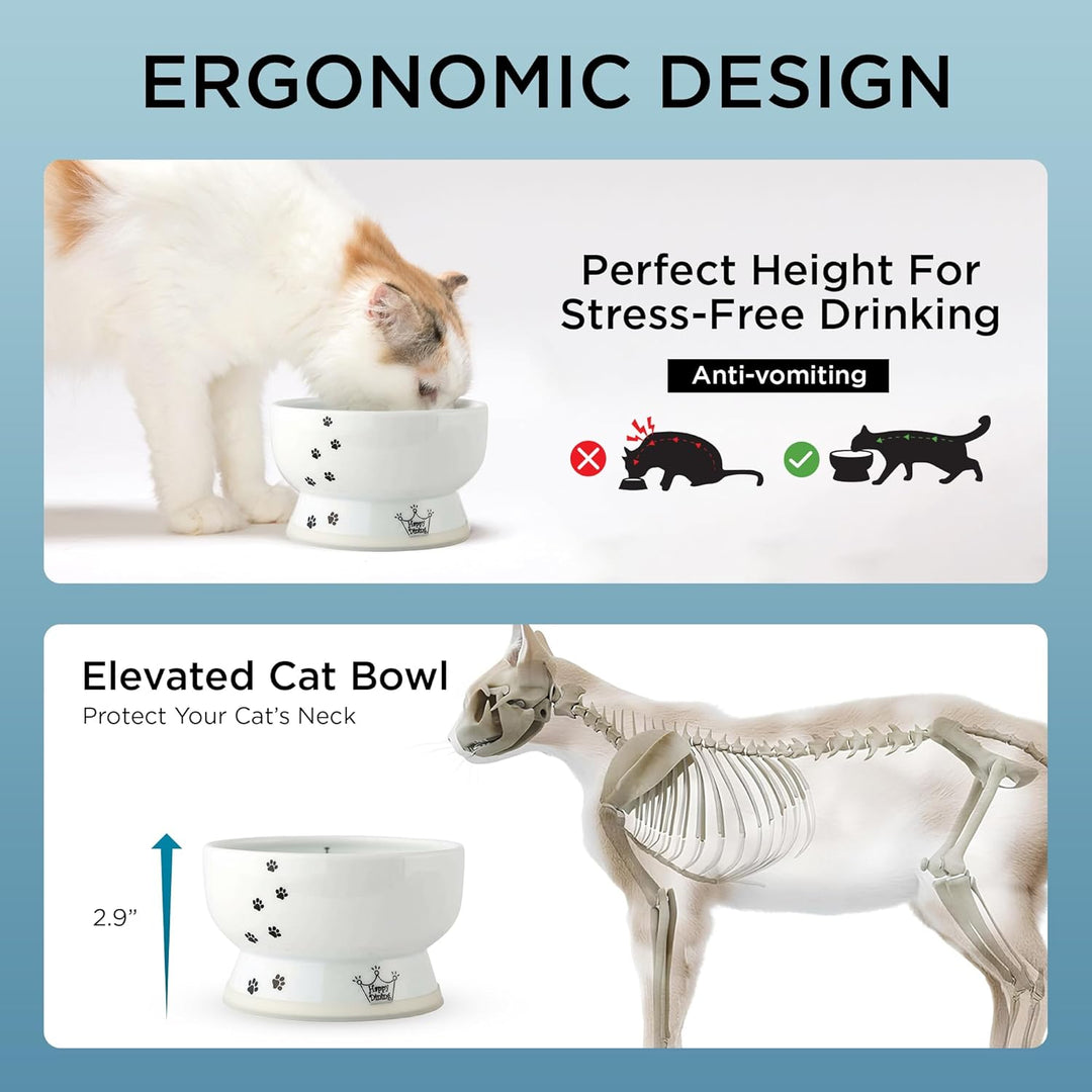 Necoichi Erhöhter Katzen-Wassernapf, Katze, weiss, 0,427 kg Katze Normal, Katze Normal