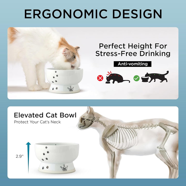 Necoichi Erhöhter Katzen-Wassernapf, Katze, weiss, 0,427 kg Katze Normal, Katze Normal