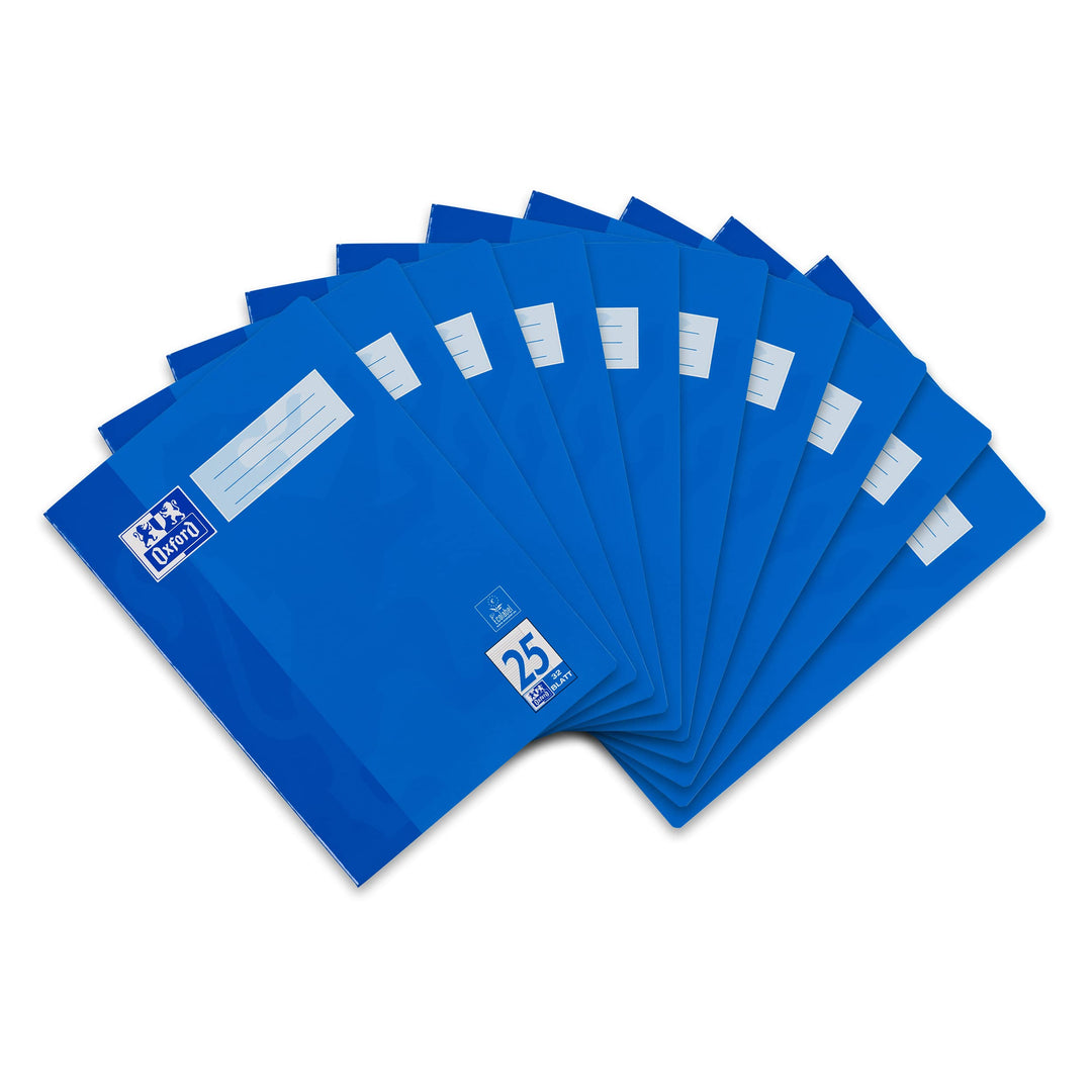 Oxford Schulheft A4, 32 Blatt, Lineatur 25, liniert, blau, 10 Stück Single, Single