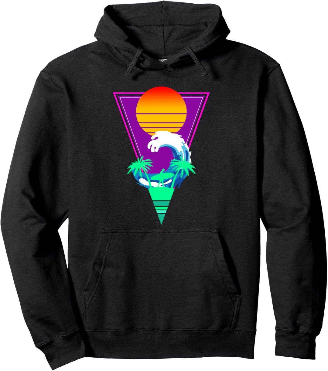 Surfers Sunset im Vaporwave-Stil Pullover Hoodie
