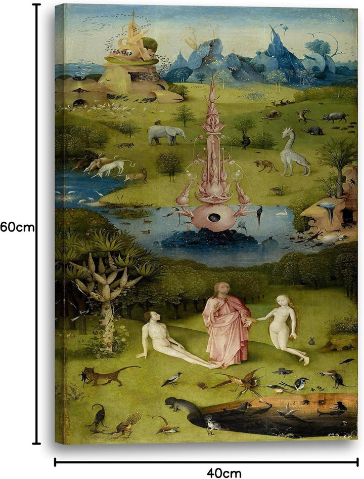 Printed Paintings Leinwand (40x60cm): Hieronymus Bosch - Der Garten der Lüste (1490/1510) - Linke 40