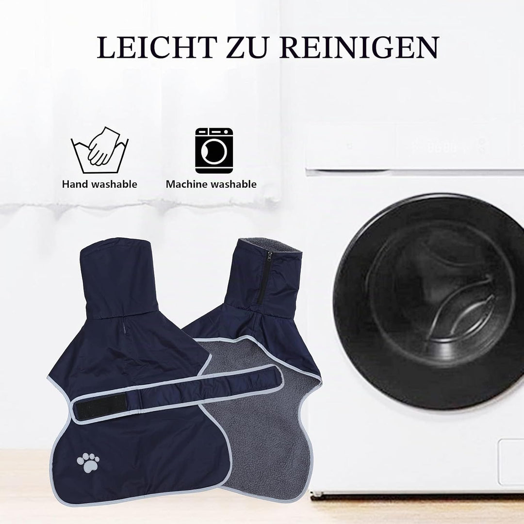 Geyecete Hunde Wintermäntel fur Windhund,Hundejacken mit plüschfutter,Wasserdichter Regenmantel Wind