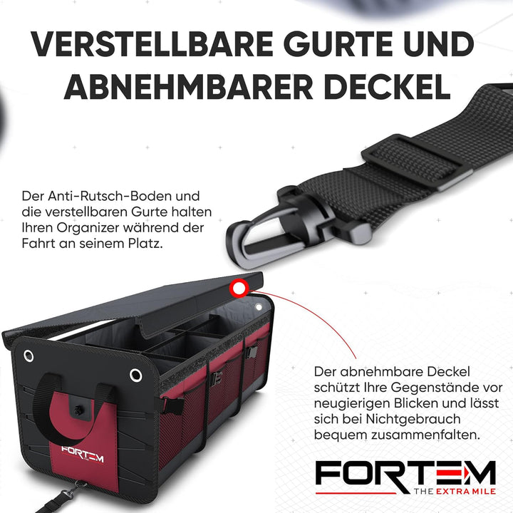 FORTEM Kofferraum Organizer, Kofferraumtasche, Zusammenklappbarer Auto Organizer Kofferraum mit Fäch