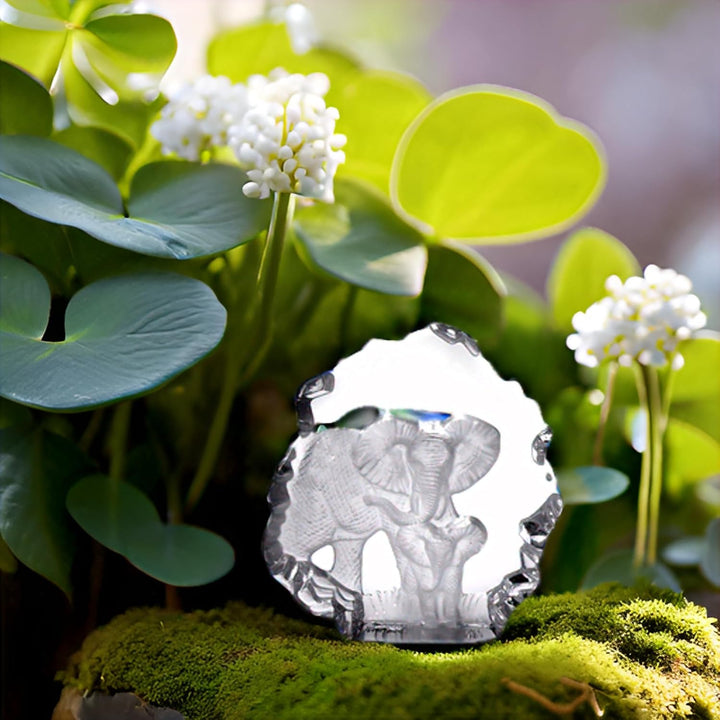 Kaltner Präsente Geschenkidee - Glas Aufsteller Figur Skulptur Elefant mit Elefantenbaby