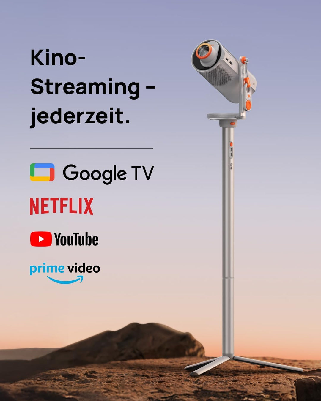 XGIMI MoGo 4 Mini Beamer Set mit Akku – Smart Outdoor Heimkino mit PowerBase-Ständer, 5h Laufzeit, G