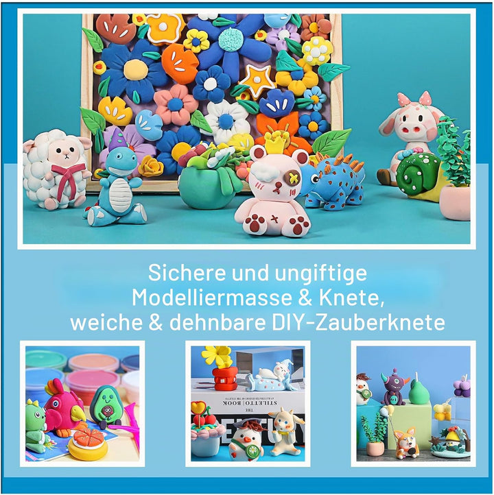 QMay Modelliermasse Lufttrocknend, 90 Farben Lufttrockener Magischer Knete für Kinder, Air Dry Clay,