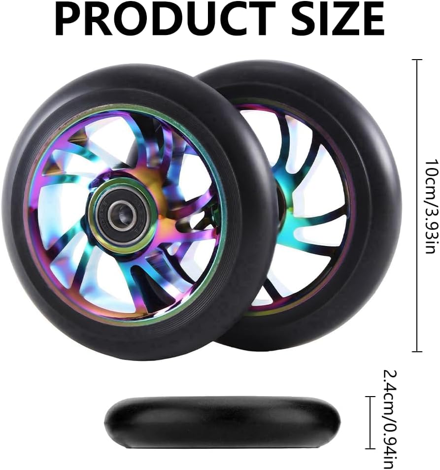 Stunt Scooter Rollen, 2 PCS Scooter Ersatzräder 88A mit ABEC-9 Lager Aluminium, Ersatzräder für Scoo
