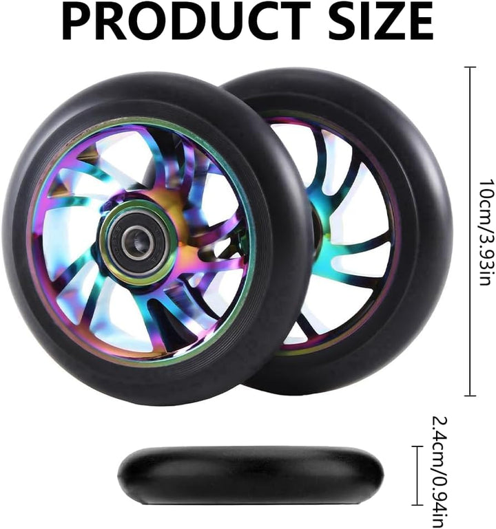 Stunt Scooter Rollen, 2 PCS Scooter Ersatzräder 88A mit ABEC-9 Lager Aluminium, Ersatzräder für Scoo