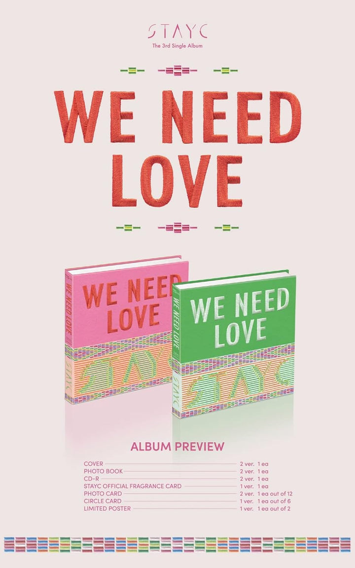 Dreamus STAYC - WE NEED LOVE 3rd Einzelalbum + gefaltetes Poster (POWER VER.), 171 x 171 mm (L200002