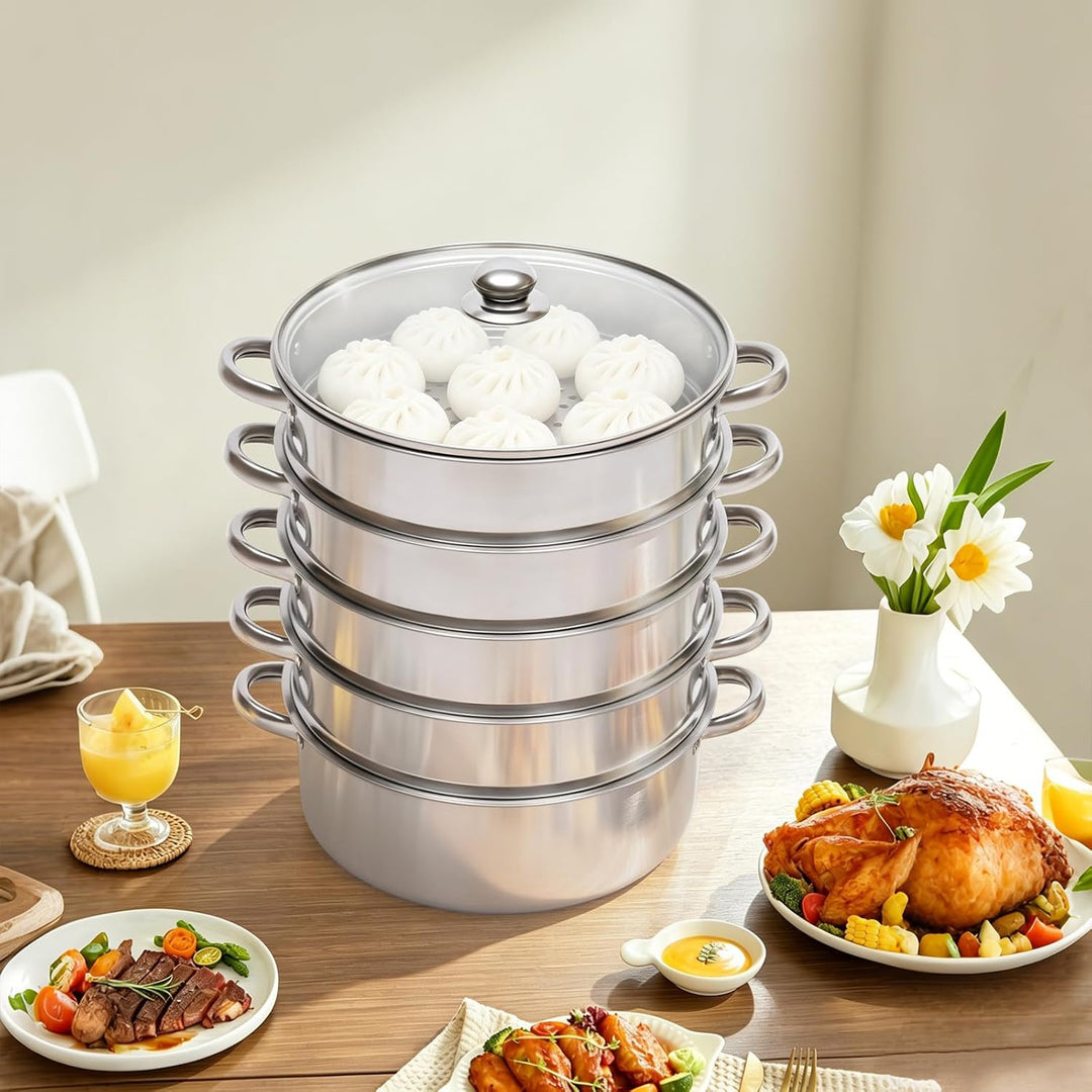 Dampfgarer Zum Kochen, Edelstahl 5 Etagen, Dampfgarer Topf Induktion, Gemüs