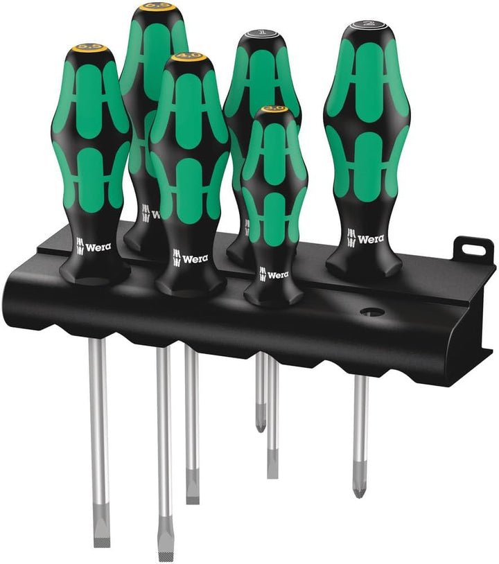 Wera 334/355/6 Rack Schraubendrehersatz Kraftform Plus Lasertip + Rack, 6-teilig, 05105656001 Single