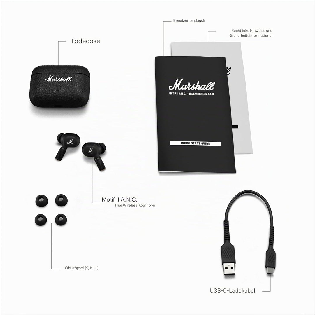 Marshall Motif II ANC – True Wireless Active Noise Cancelling Bluetooth-Kopfhörer, Ohrhörer, 30 Stun
