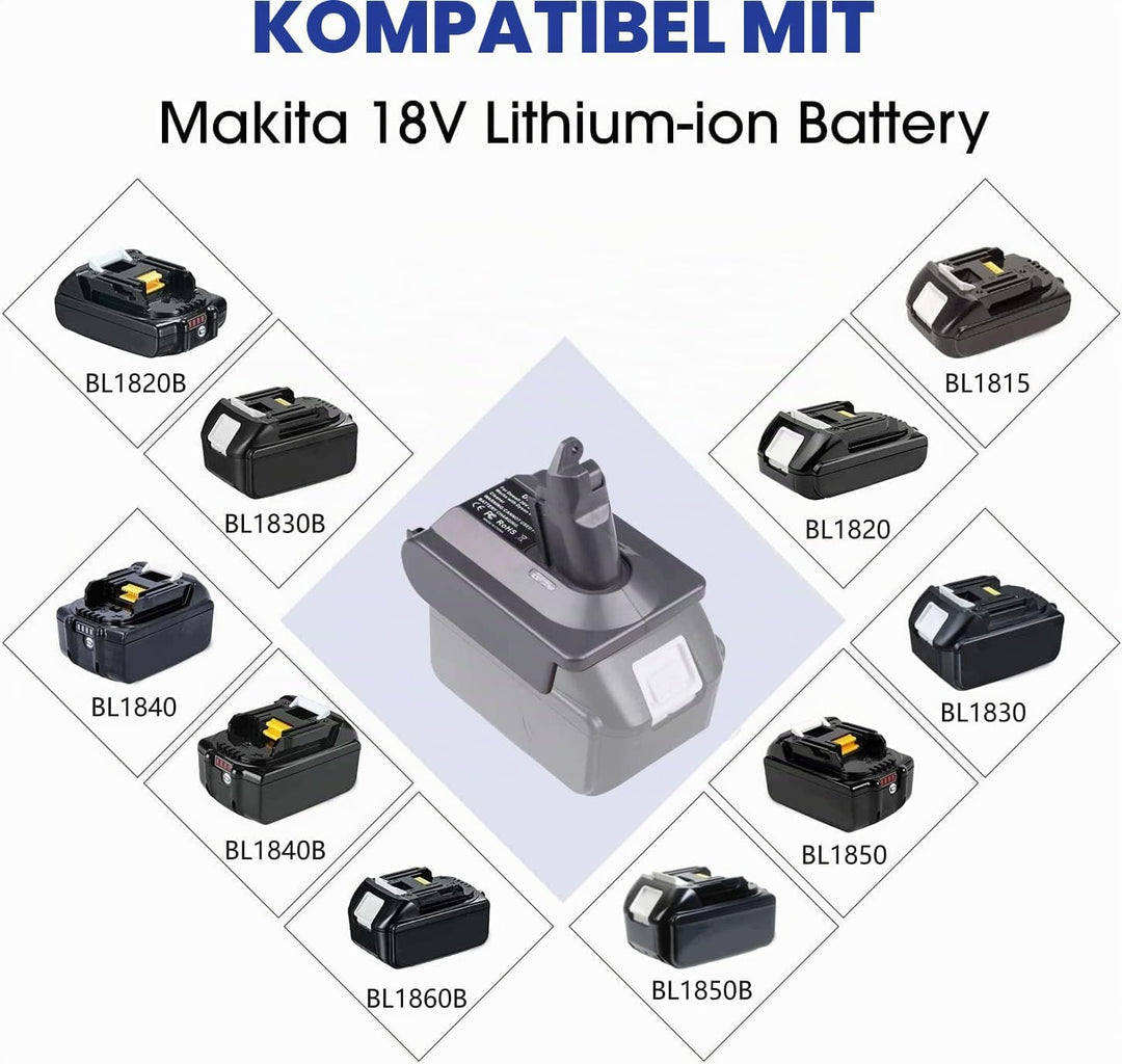 V6 Akku-Adapter für Makita 18V Lithium Akku umgewandelt für Dyson V6 SV04 SV03 DC59 DC58 DC62 SV09 S