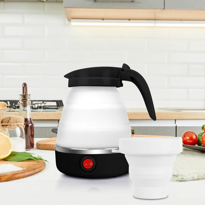 RANJIMA Wasserkocher Faltbar, 600ml Tragbarer Camping Wasserkocher Elektrischer Wasserkocher Mini Re