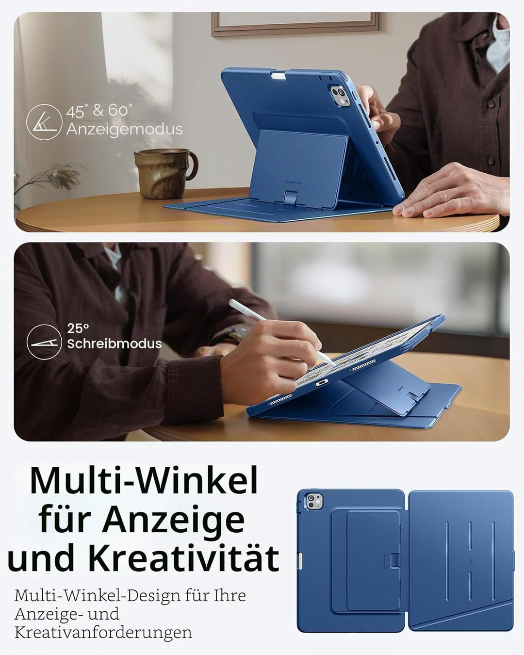 ESR für iPad Pro 13 Zoll Hülle (M5/M4) 2025/2024, Vertikaler Ständer, Multi-Winkel, Ultra-stabile Hü