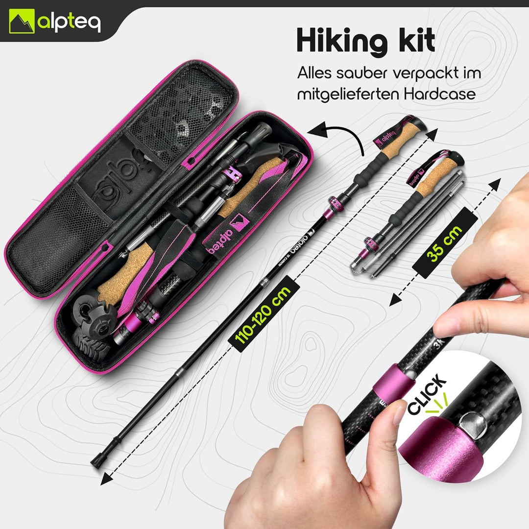 Wanderstöcke faltbar Carbon oder Aluminium mit Korkgriff | Bergsport Trekkingstöcke | Nordic Walking
