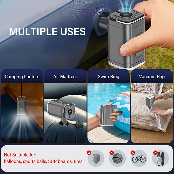 Elektrische Luftpumpe, Tragbare Kompakte Minipumpe, Über USB Wiederaufladbar Zum Aufblasen/Entleeren