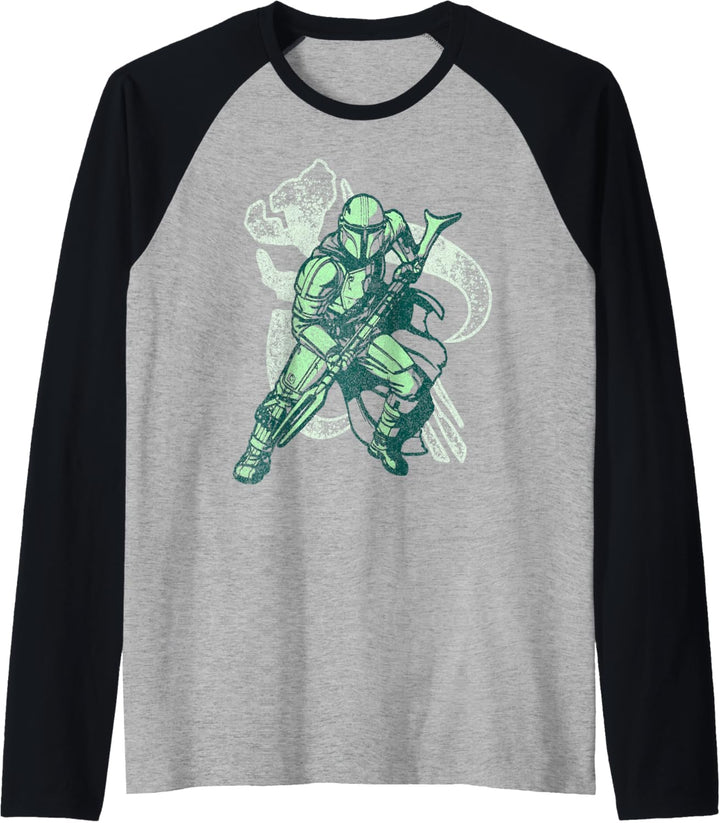 Star Wars Mandalorian Green Mando Mythosaur Skull Raglan