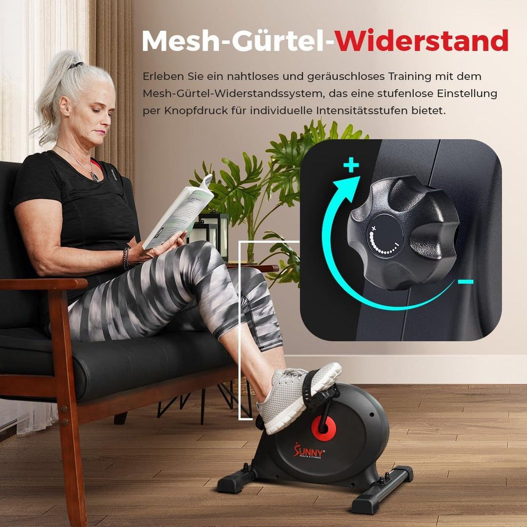 Sunny Health & Fitness Smart-Heimtrainer, Untertisch-Mini-Pedaltrainer mit Doppelfunktion für Senior