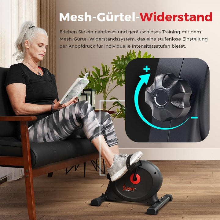 Sunny Health & Fitness Smart-Heimtrainer, Untertisch-Mini-Pedaltrainer mit Doppelfunktion für Senior