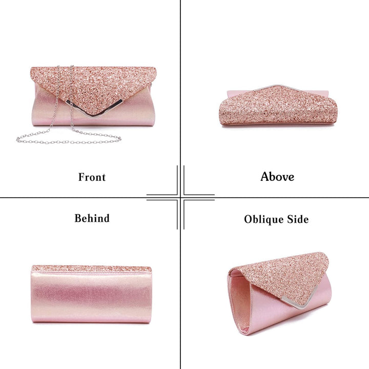 CORIOS Damen Clutch Tasche Envelope Abendtasche Pailletten Henkeltasche Glitzer Hochzeit Brautbörse