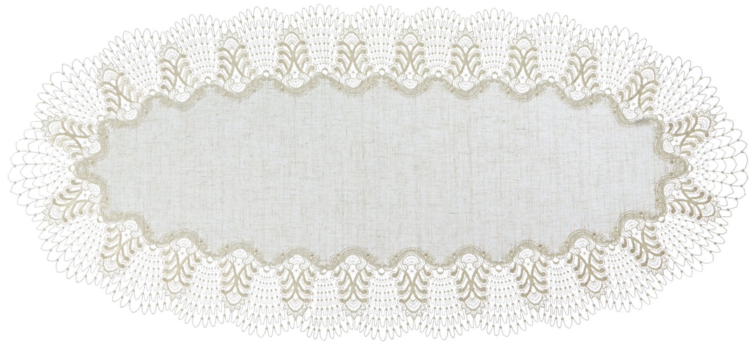 Plauener Spitze by Modespitze 4048L_14_45100 Tischdecke Oslo L, Gre 45 x 100 cm, oval 45 cm x 100 cm