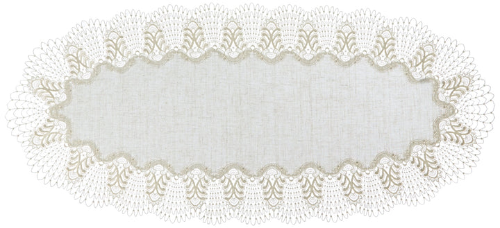 Plauener Spitze by Modespitze 4048L_14_45100 Tischdecke Oslo L, Gre 45 x 100 cm, oval 45 cm x 100 cm