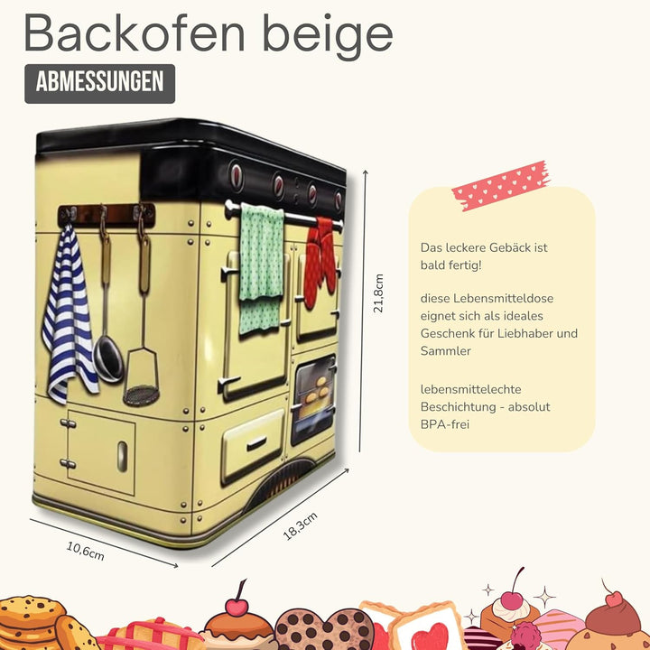 Nostalgischer Backofen beige - Dose in Form eines nostalgischen Backofens mit vielen Details - Keksd