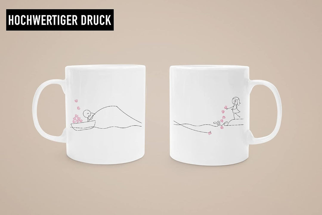 Trendation - Partner Tassen Set Geschenk für Sie Ihn Fernbeziehung Freundin Freund Valentinstagsgesc