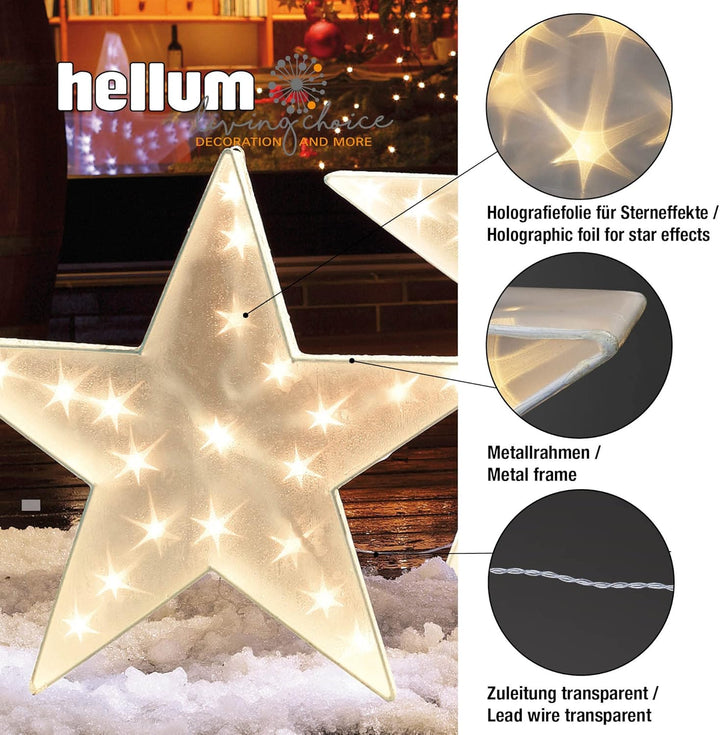 Hellum LED-Holografie Stern Weihnachtsstern mit Holografie Effekt innen warm-weiss 24 LED Ø55x10cm D