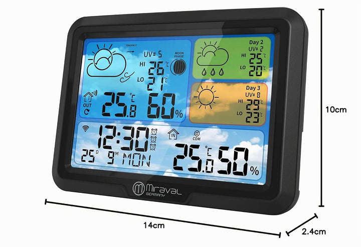 Miraval Smarte Wetterstation mit Display, Temperatur-, Luftfeuchtigkeits- und UV-Anzeige, App-Steuer