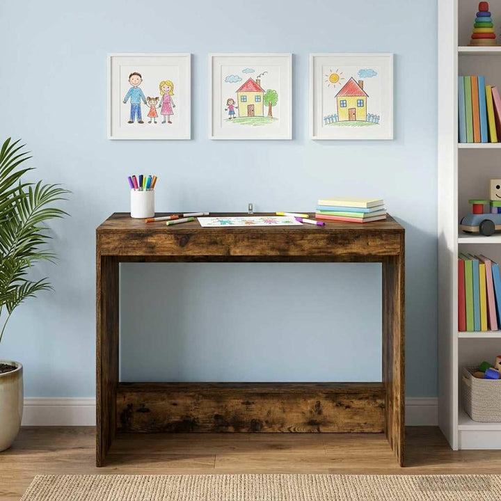 Bett Schreibtisch Geräucherte Eiche aus Holzwerkstoff, 100 x 45 x 75 cm, für Homeoffice Arbeitszimme