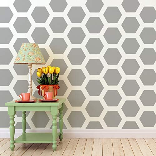 NAKLEO Wiederverwendbare Kunststoff-Schablonen - 59x95cm - Bienenwabe Hexagon Geometrisch - Grosse W