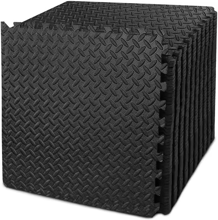 ForzaFit Puzzle-Matte – Gymnastikmatte aus EVA-Schaumstoff – schwarz – 120 x 120 cm – Set mit vier S