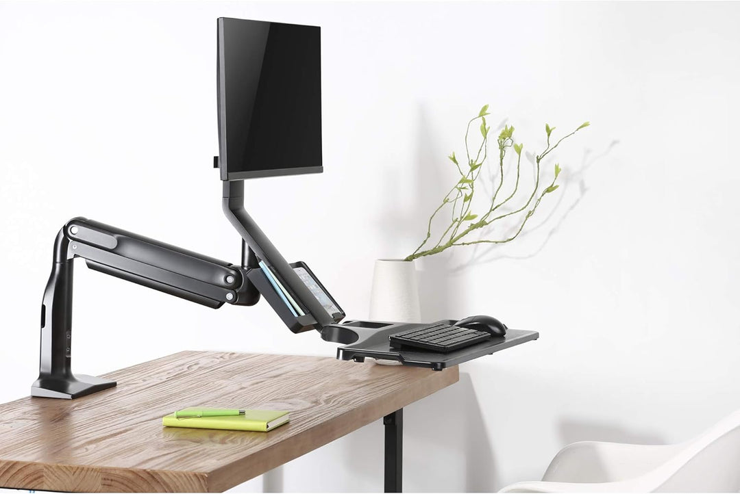 InLine Workstation-Tischhalterung mit Lifter, ergonomische Monitorhalterung mit USB 3.0 und Tastatur