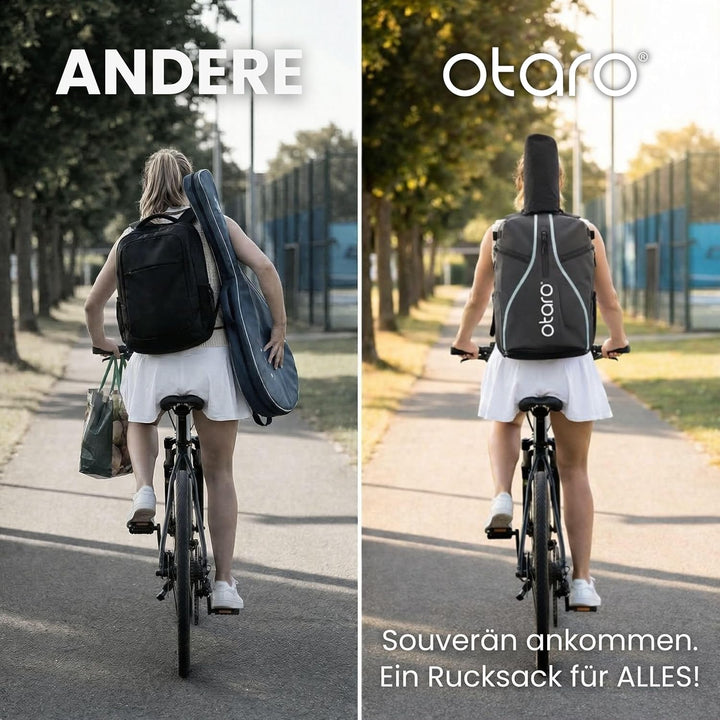Otaro Tennisrucksack mit Schuhfach (Für 2 Tennisschläger) Inkl. Separierten Schuhfach & Schlägerschu