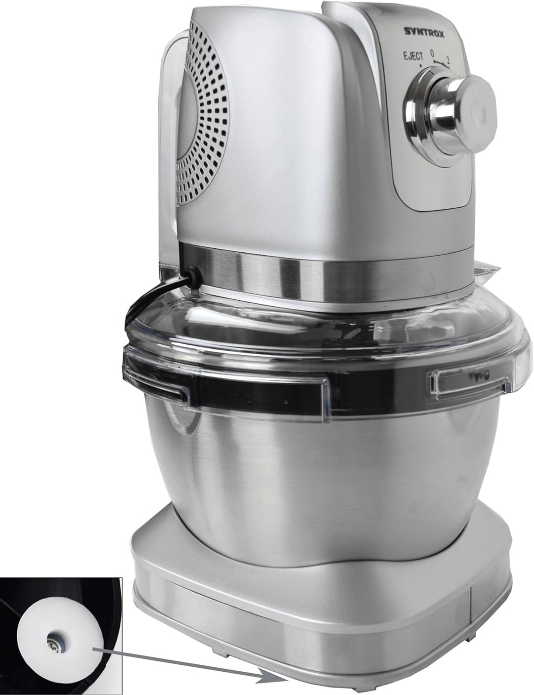 Syntrox Germany KM-600W Küchenmaschine Knetmaschine Mixer, Edelstahl-Behälter, 4 Liter, silber
