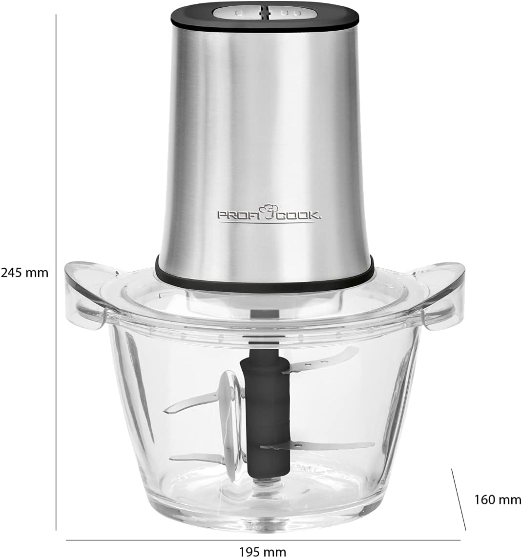 ProfiCook PC-MZ 1150 2in1 Multizerkleinerer und Ice Crusher, Edelstahlgehäuse, Glas-Mixbehälter (1 L