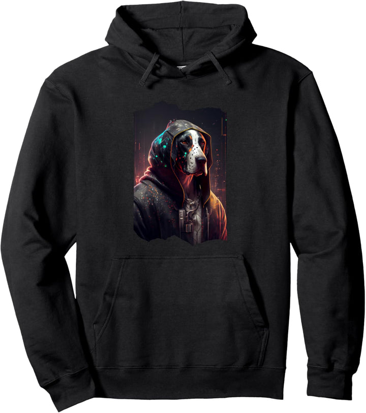 Englisches Pointer Cyberpunk-Kunstwerk Pullover Hoodie