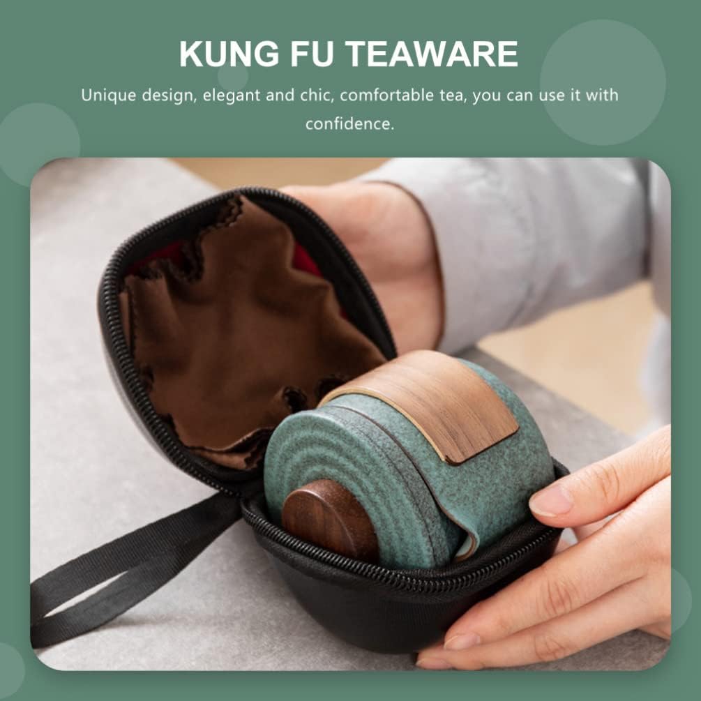 Angoily Chinesische Kung Fu Tee Set Tragbare Reise Tee Set Keramik Porzellan Teekanne Set für Reise