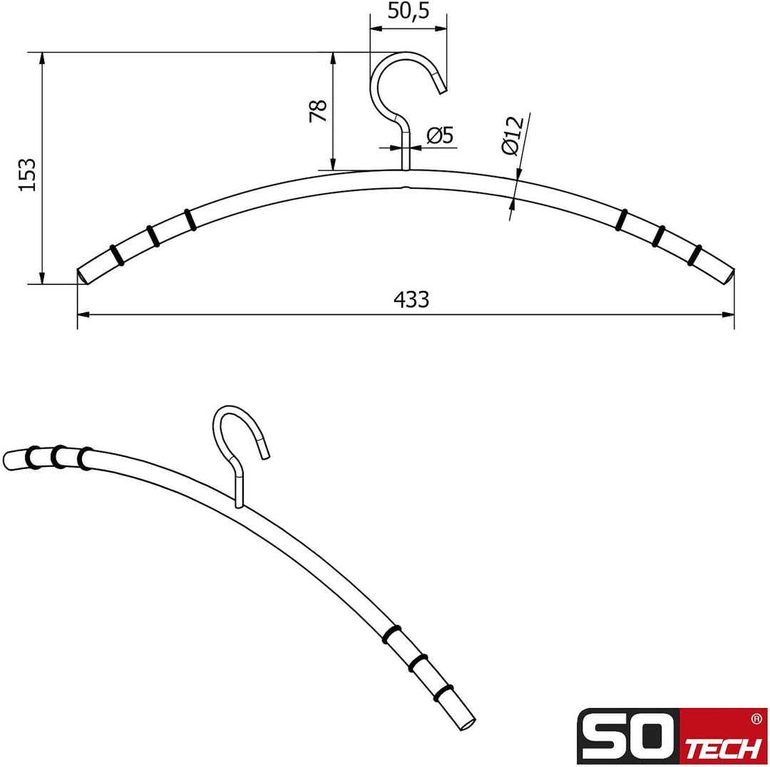 SOTECH 5 Stück Design Kleiderbügel Edelstahl SS201 mit Antirutschringen (Haken 360 Grad drehbar, Run