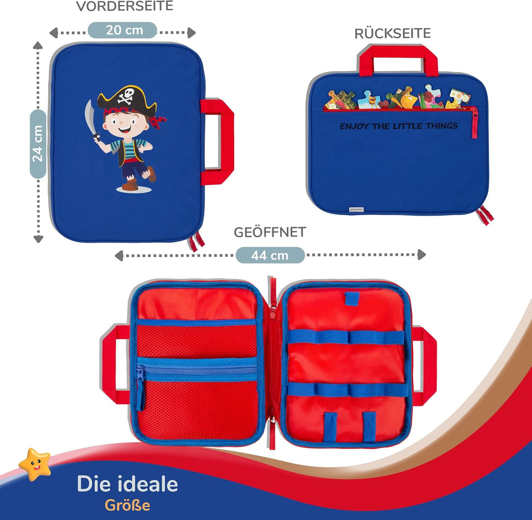 Tasche für Edurino &amp; Tonies Figuren im Paolo Pirat Design in Blau I Aufbewahrung für Edurino Stift,