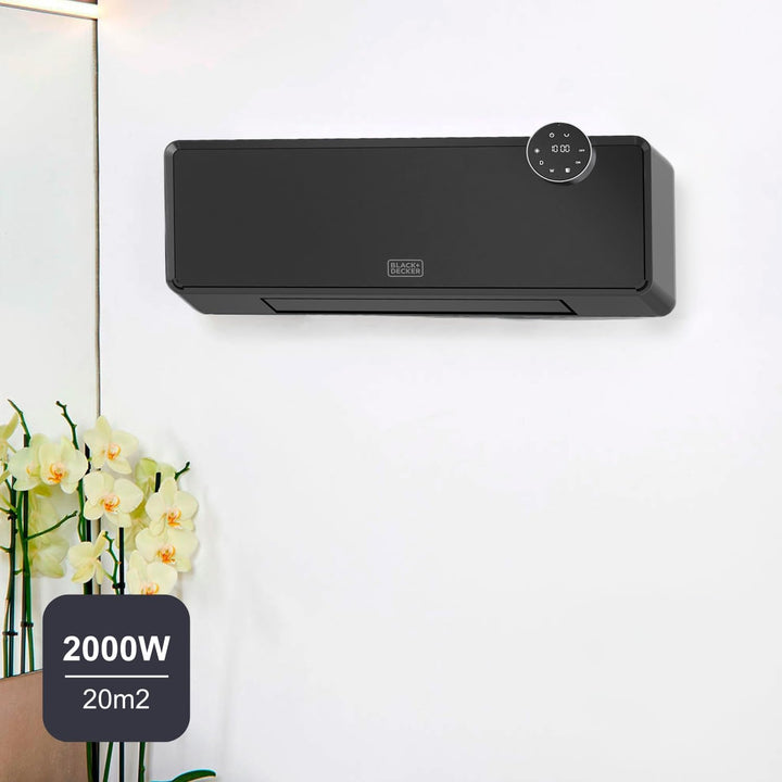 Black+Decker – Keramikheizer BXWSH2001E | 2000W | Einstellbares Thermostat | 24h-Timer | Fernbedienu
