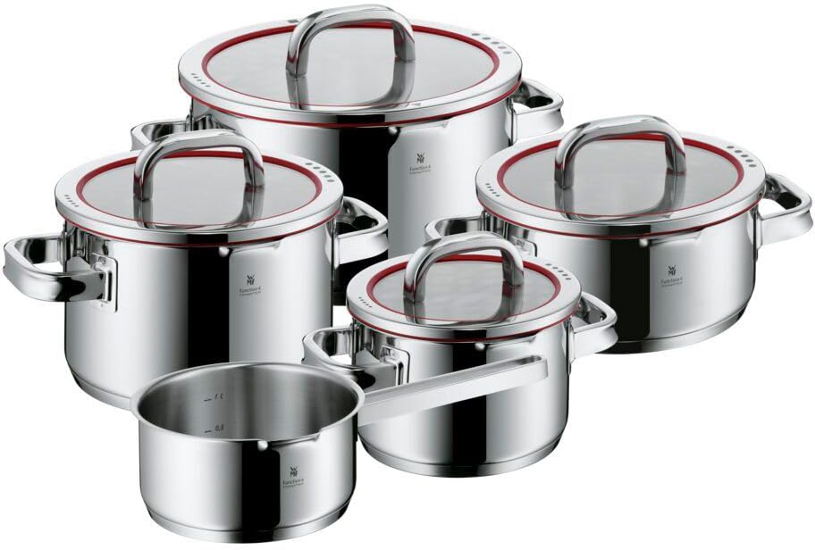WMF Topfset Function 4 – Edelstahl – 5-teilig – Stielkasserolle ø 16, 20, 20 und 24 cm sowie Stielka