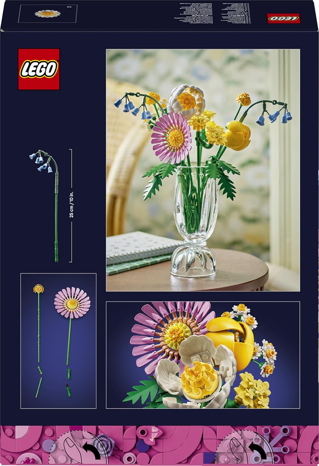 LEGO Botanicals Kleiner Sommerstrauss - Kunstblumen Set mit Glockenblumen, Gänseblümchen, Tulpen & m