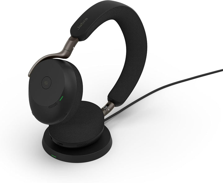 Jabra Evolve3 75 On-Ear Bluetooth Headset kabellos mit Mikrofon &amp; Ladestation für Büro, USB-A, KI-Sp