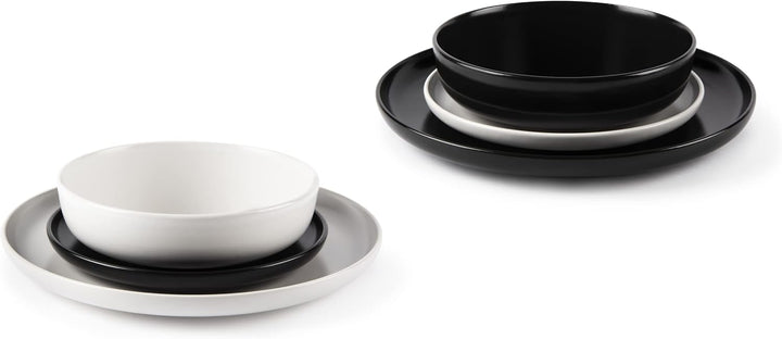 Excelsa "Nordic" Tafelservice, 12-teilig, Keramik, Weiss und Schwarz