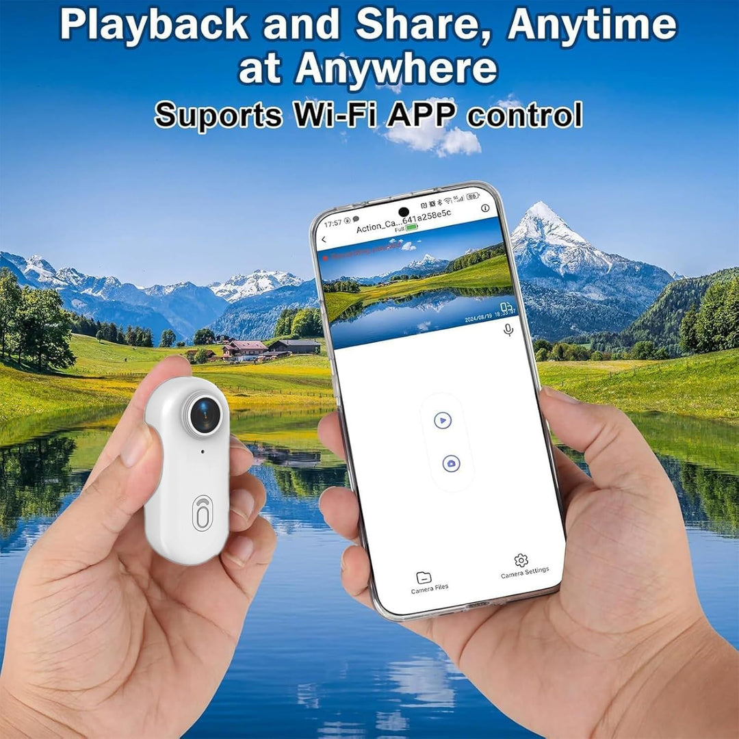 Winnes Mini Sportkamera 1080P WiFi Action Cam IP68 Wasserdicht bis 30 m, 120° Weitwinkelobjektiv, Mi